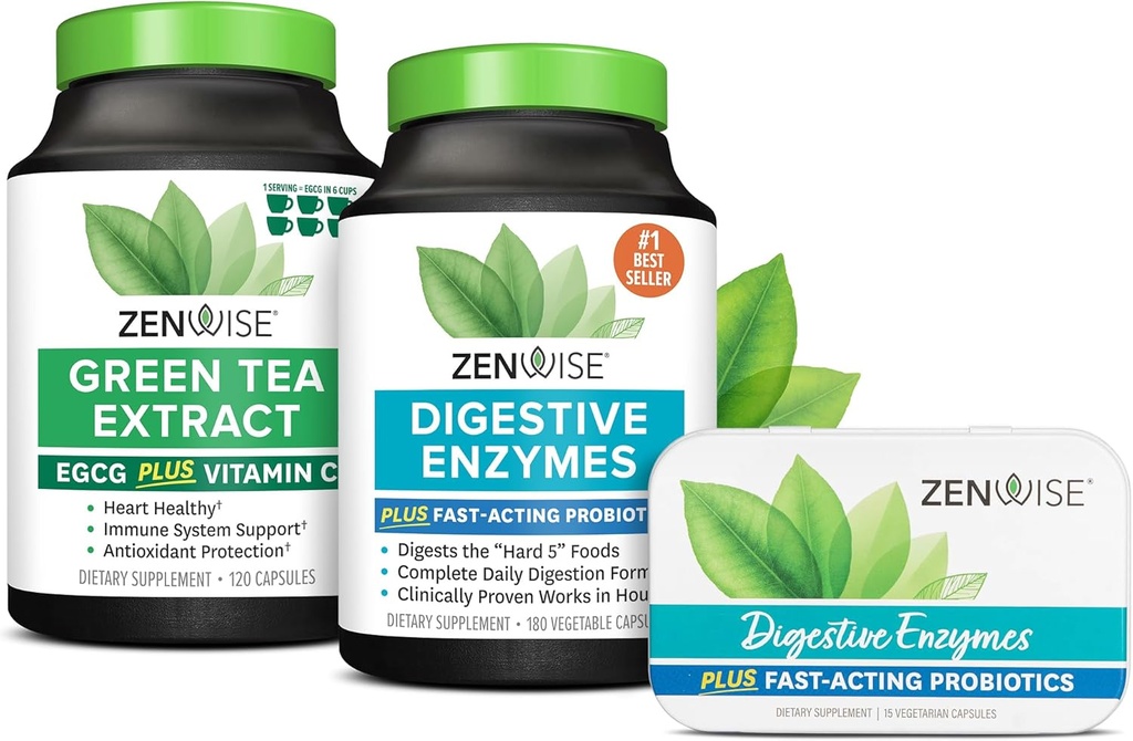 Zenwise 건강 소화 효소, 녹차 추출물, 그리고 무료 여행 주석