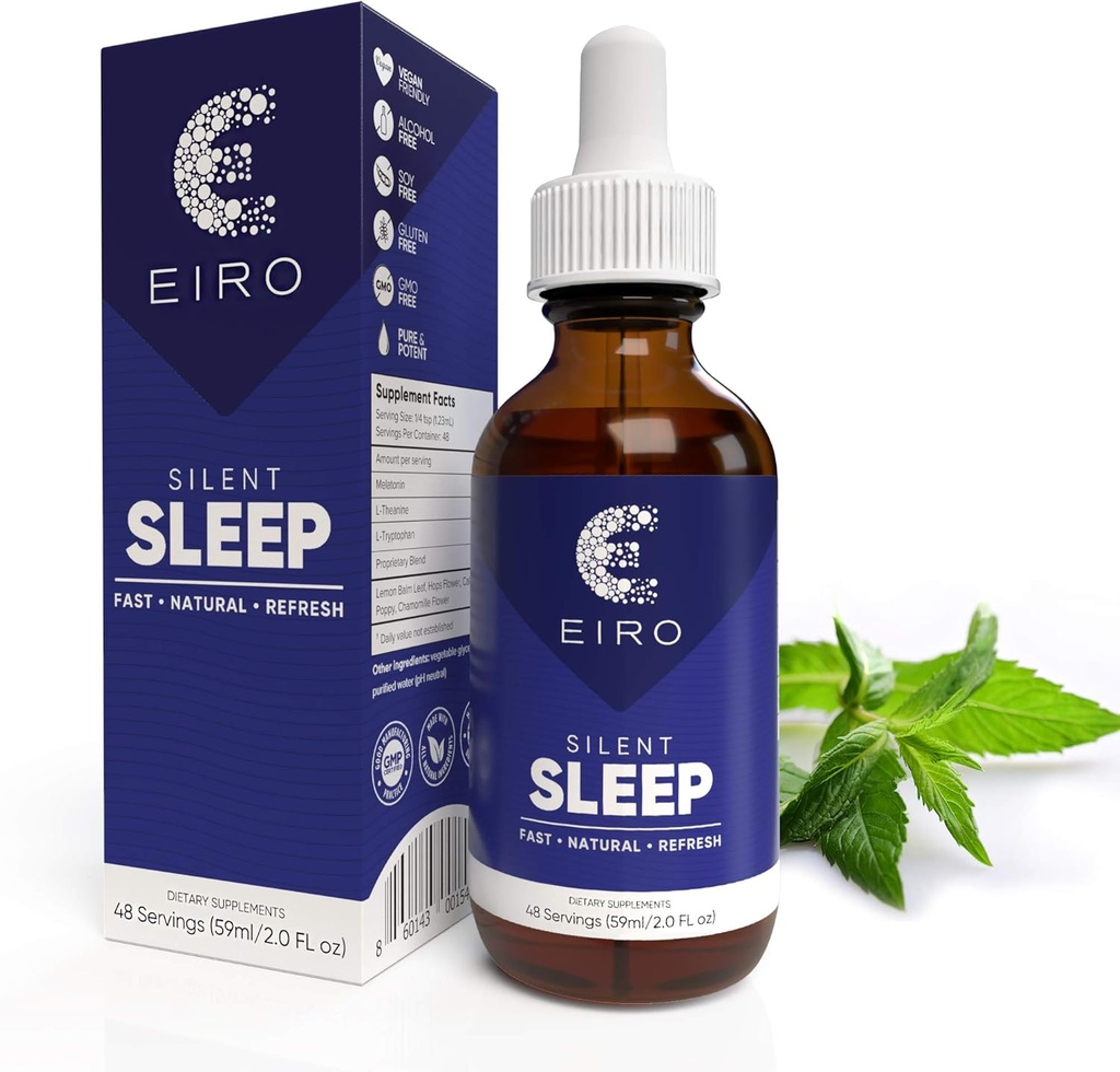 EIRO 침묵하는 수면 │ - 모든 천연 액체 수면 보조 Remedy, Melatonin, L-Theanine, Chamomile 꽃 및 더 │ 우량한 흡수 │ 빠른 • 자연 • 새로 고침