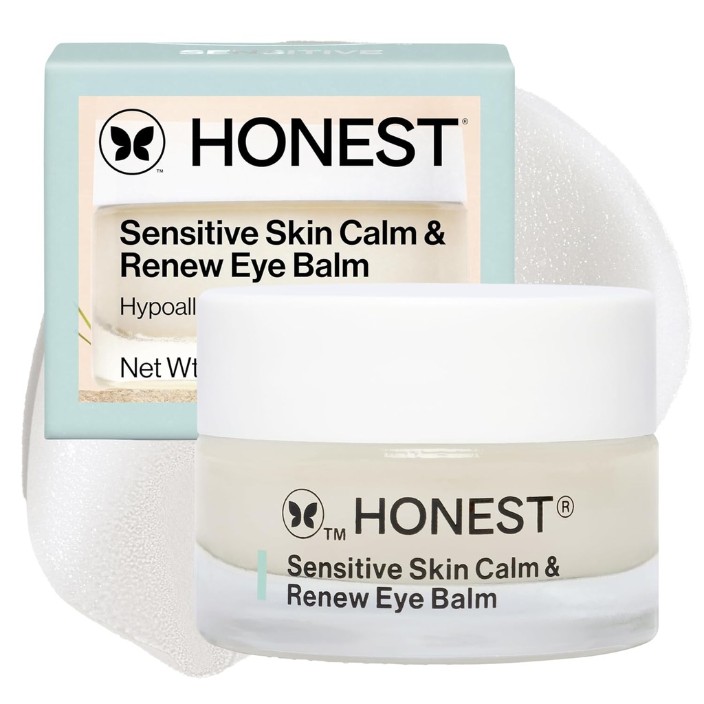 Honest Beauty Sensitive Skin Calm + Renew Eye Balm | 모이스춰라이징 + 펌핑 | Hypoallergenic, Fragrance Free, Vegan | 0.5 oz