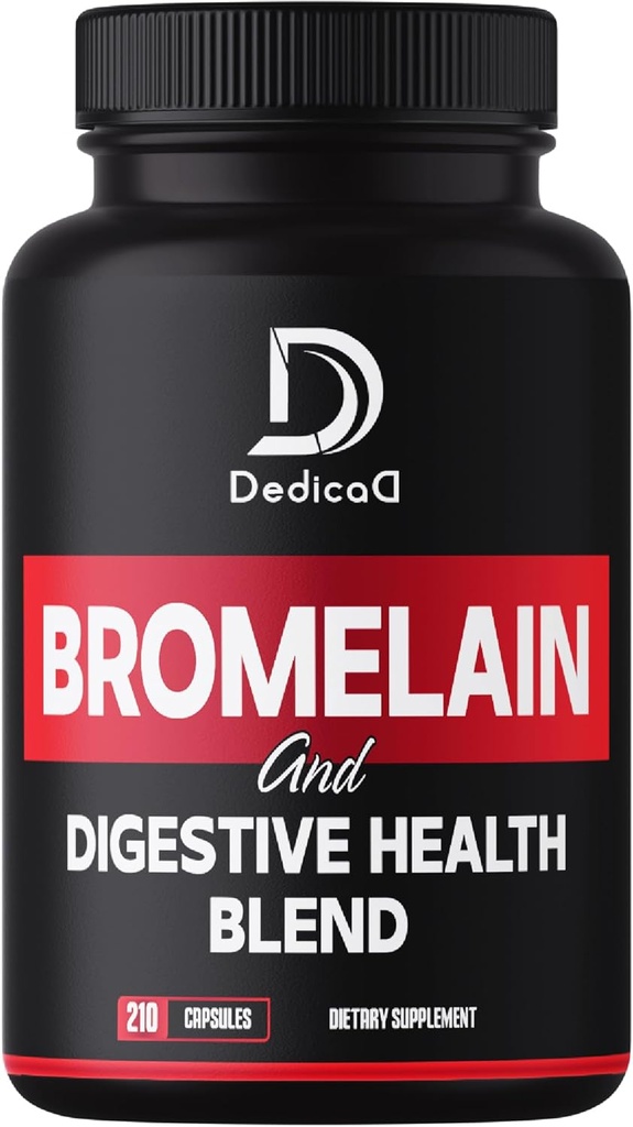 6in1 Bromelain 500mg 보충교재 - 봉사 당 1000mg - Quercetin, Ginger, Turmeric, Papaya로 Digestive 건강 혼합을 가진 210의 캡슐 - 전반적인 건강, 소화 & 면역 체계를 지원합니다