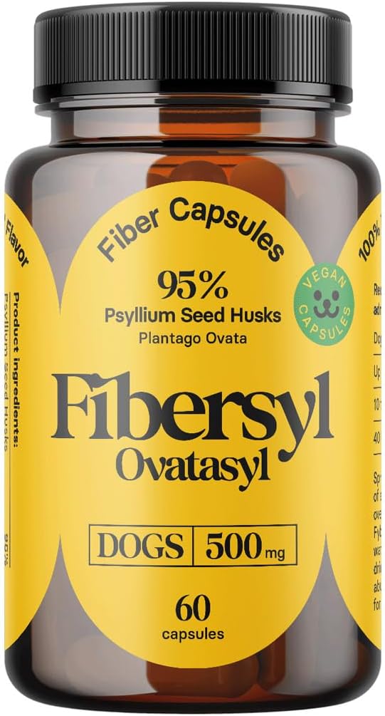 개 소화 건강을위한 FiberSyl Ovatasyl Prebiotics - 변비 완화 및 지원을위한 개 섬유 보조제 - 개 소화 문제를위한 심리 Husk Seed - 개 발판 경화제 - 60 캡슐