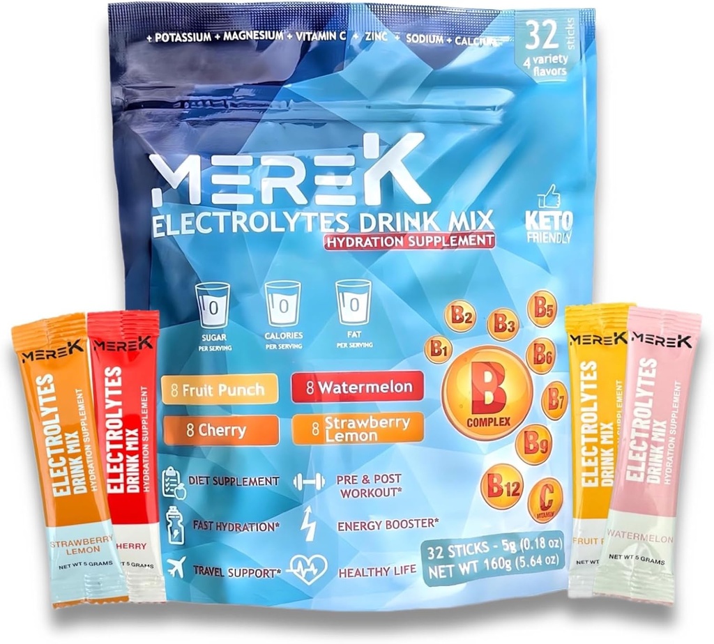 SimpleK Electrolyte Hydration 분말 보충 교재 32 Sachets 쉬운 열려있는 단 하나 조각 매일 Hydration를 위한 운동 Essential를 위한 완벽한 필요 설탕 없음, 칼집 없음, 친절한 Keto