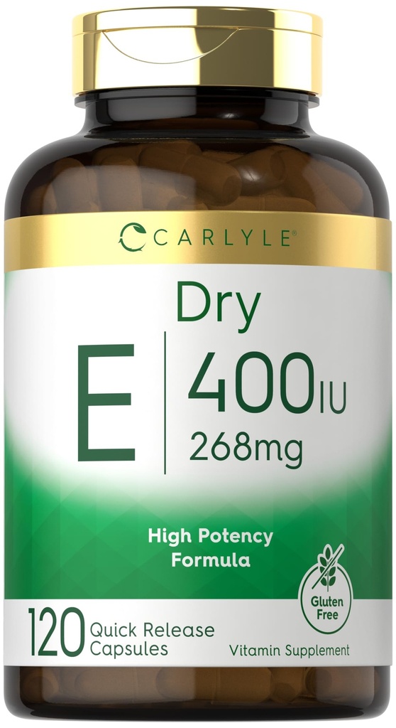 Carlyle 건조 비타민 E | 400 IU (268mg) | 120 캡슐 | 고 효능 공식 | 비 GMO 및 글루텐 무료