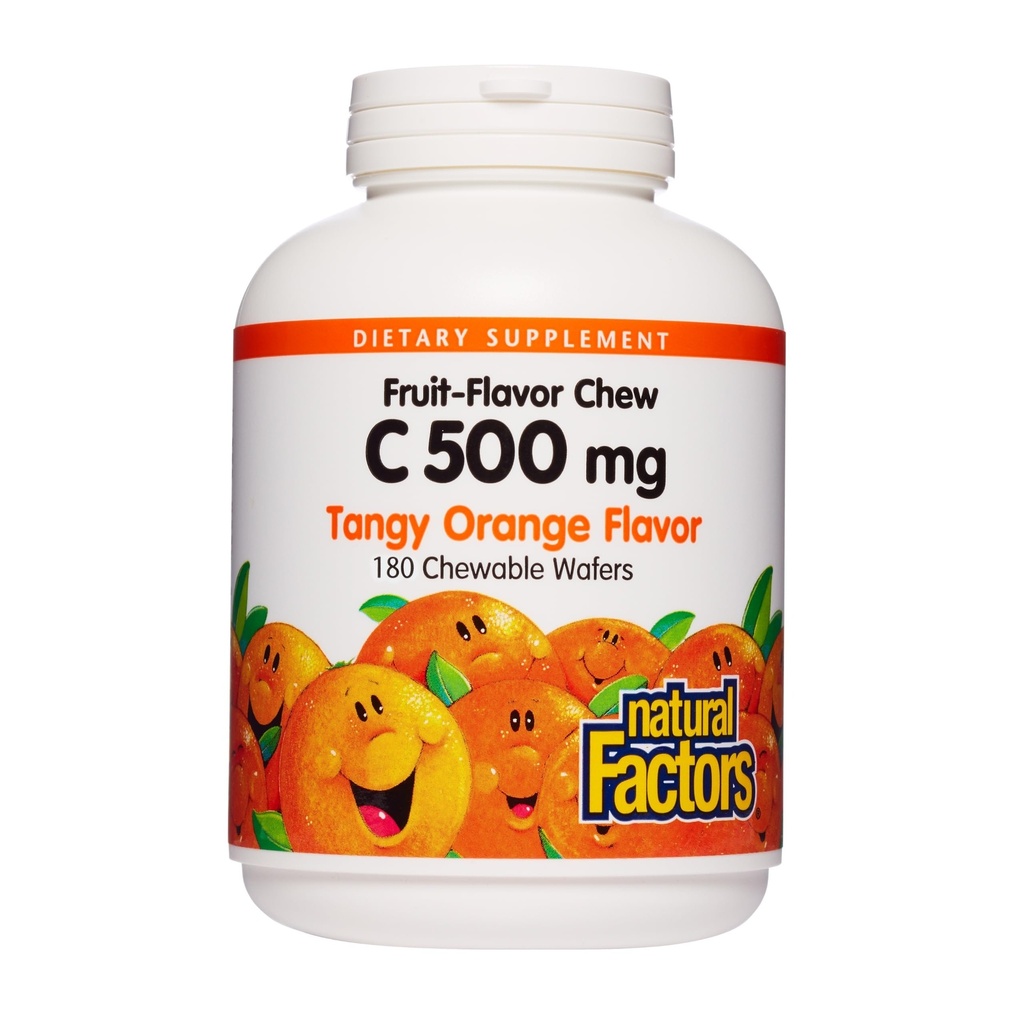 자연적인 요인, 아이 Chewable 비타민 C 500 mg의 지원 면역력, 뼈, 이 및 삼각, Tangy 오렌지, 180 조사 (1의 포장)
