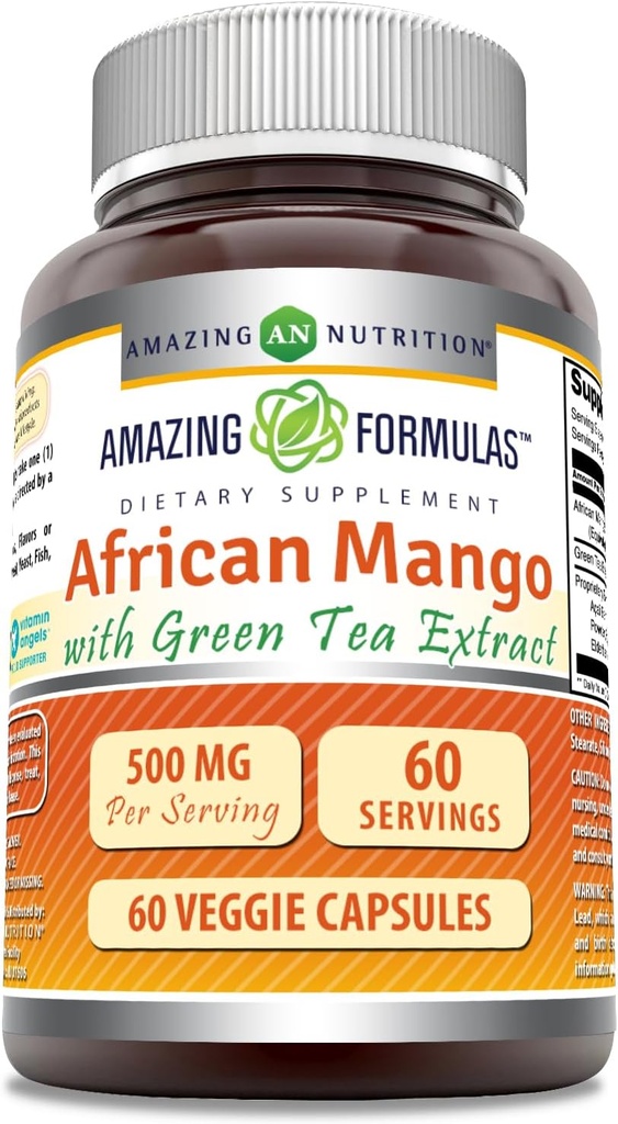 녹차 추출물과의 놀라운 수식 아프리카 망고 | 서빙 당 500 Mg | 60 Veggie Capsules | Non-GMO | 글루텐 프리 | 미국