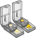 작은 대형 알약을위한 JohnBee 2PCS 알약 커터 - 미국 최고의 다중 알약 스플리터 - 정제 상자로 두 배 - 작은 알약 (Gray)에 적합하지 않음