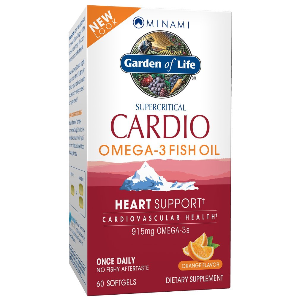 생명 물고기 기름 오메가 3의 정원 - 심장 건강을 위한 Cardio 물고기 기름 보충교재, 915mg 오메가 3 지방산 EPA & DHA - 오렌지 풍미, 2 달 공급, 미나미 궁극적인 보충교재, 60 Softgels