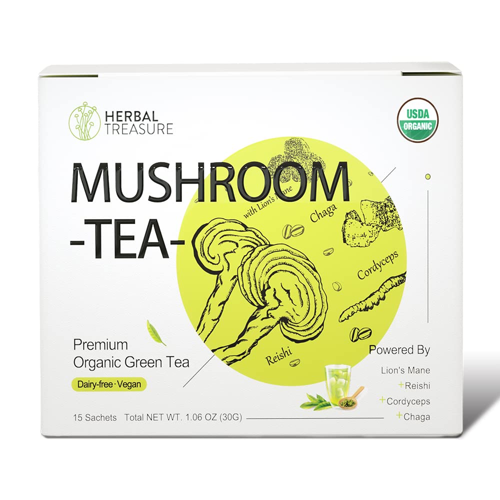 WL 허브 보물 버섯 녹차 라이온스 mane Reishi Cordyceps Chaga 15 조사