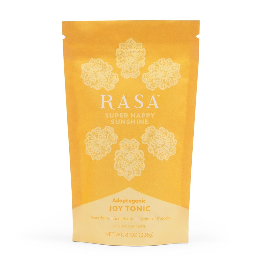 Rasa Super Happy Sunshine – Adaptogenic 버섯 무드 부스터 | 레몬 티 조이 토닉과 셀러튬 | Vegan, Keto, Ayurveda Wellness Tonic (8 oz / 30 서빙)