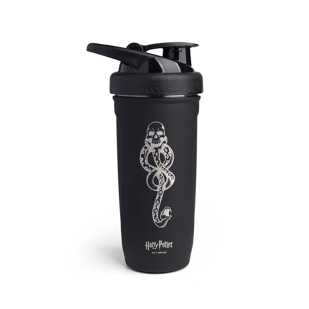 Smartshake Reforce 스테인레스 스틸 해리 포터 다크 마크 로고 셰이커 병 (900 ml / 30 oz) | 소프트 뚜껑이있는 경량 스포츠 셰이커 병 | 누출 방지, BPA 무료 및 DEHP 무료