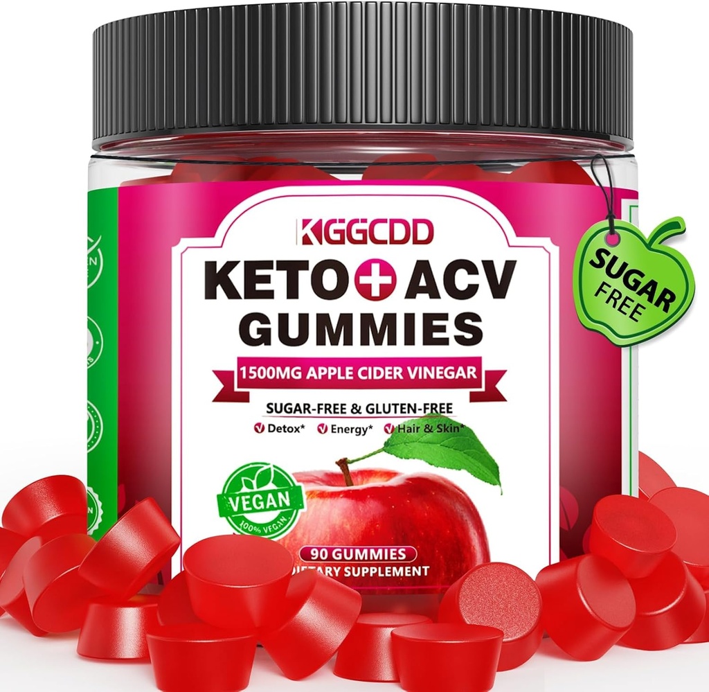 90 B6 & B12-90 조사 설탕 무료 Keto ACV Gummies 무료 1500MG Apple Cider Vinegar, 설탕 무료 및 글루텐 무료 - 미국에서 만든