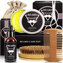 남자를위한 ABUDICS 선물, Beard Kit, Beard Grooming Kit w/Beard Oil Beard Balm Beard Brush Beard Comb Beard Scissors, 아빠 남편을위한 선물 Boyfriend