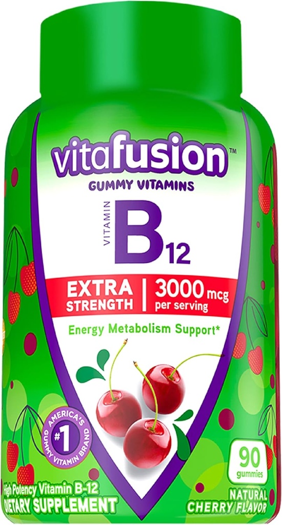 Vitafusion Elderberry 거미 비타민 90ct 비타민 B12 거미 비타민 에너지 대사 신경 체계 지원 90ct