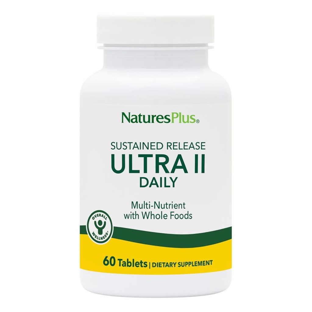NaturesPlus Ultra II Daily - 60 Tablets - 전체 Well-Being을위한 전체 식품이있는 Multivitamin - Energy & Immune Health - 지속 된 릴리스 - 60 서빙