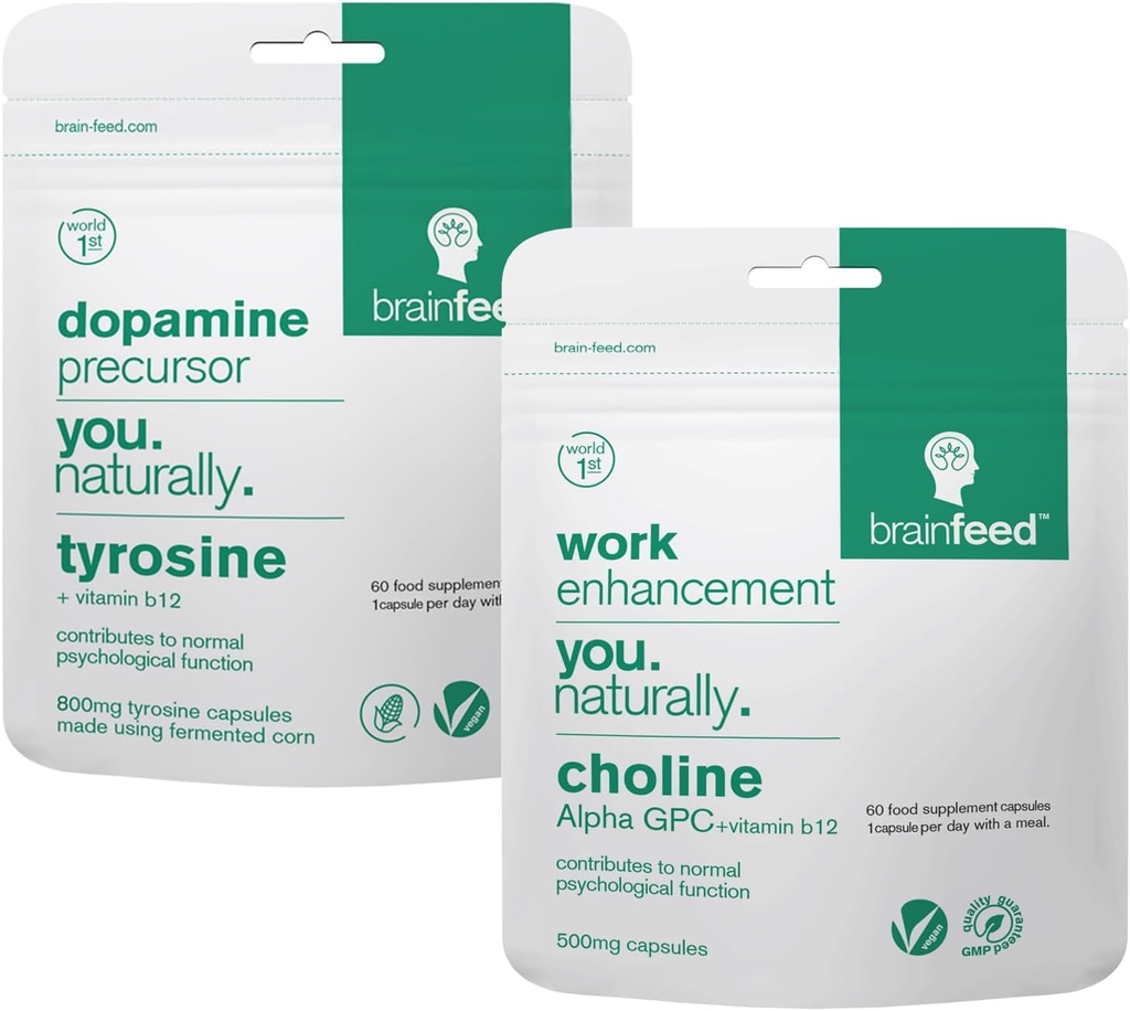메모리 및 포커스에 대 한 두뇌 보충 교재 | 2 월 공급 | 800 mg L tyrosine Dopamine 보충 교재 + 500 mg 알파 GPC 콜린 | 농축 보충 교재