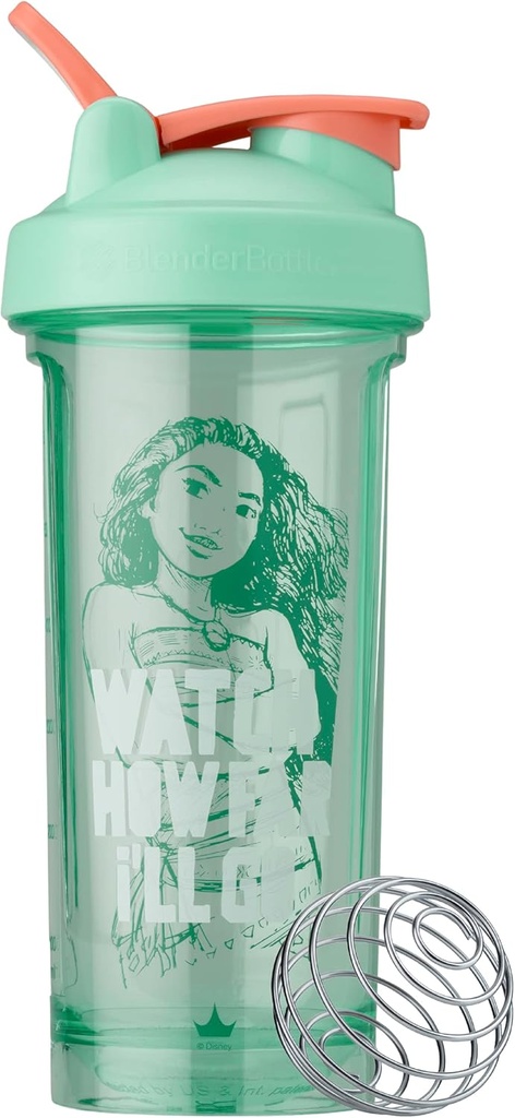 BlenderBottle Disney Princess Shaker Bottle Pro 시리즈, 단백질 쉐이크 및 사전 운동, 28-Ounce에 대한 완벽한, 얼마나 멀리 가고, Moana