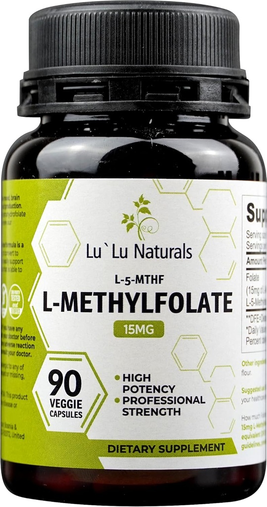 Lu'Lu Naturals L-Methylfolate 15mg 최적화 및 활성화 된 Folic 산. 90 Veggie Caps 메틸 Folate, L-5-mthf