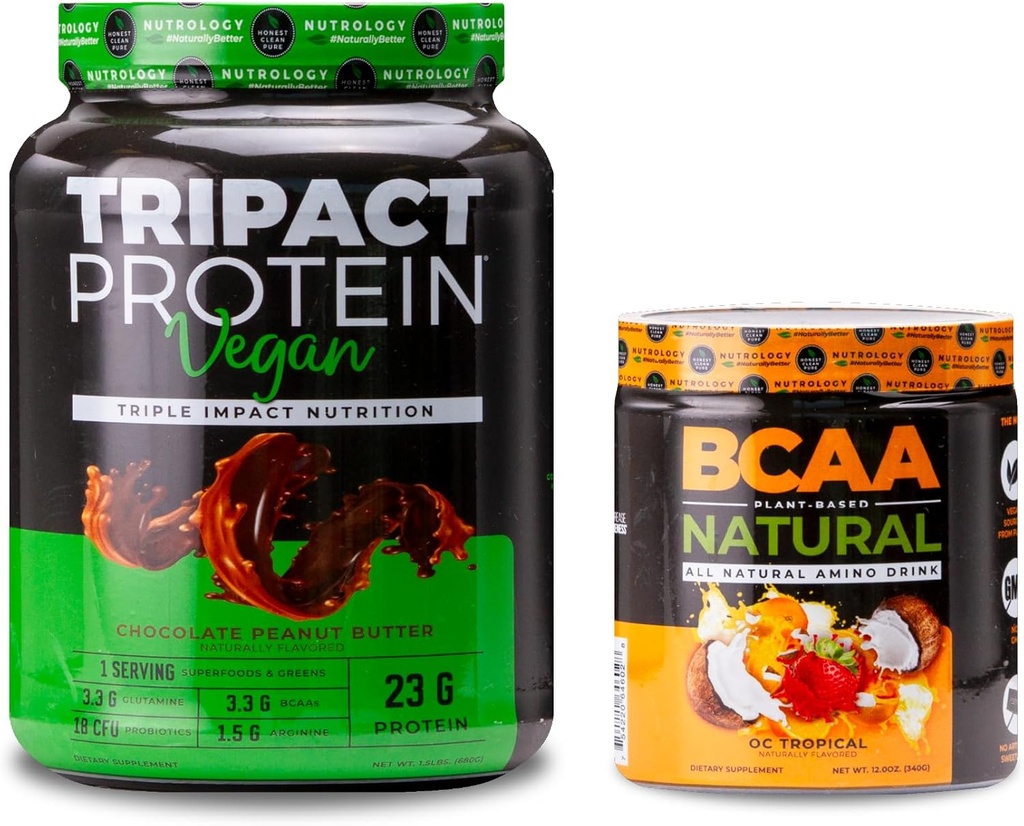 Vegan Protein Shakes, Chocolate Peanut Butter (20 서빙) BCAA 천연, 식물 기반 BCAA 분말, 오렌지 코코넛 맛 (30 서빙)