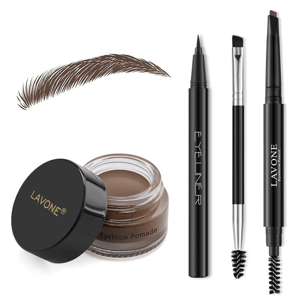 눈썹 스탬프 연필, 방수 블로우 연필 & Pomade, Eyeliner, 이중 최후 눈썹 솔, 어두운 브라운을 가진 LAVONE 메이크업 장비