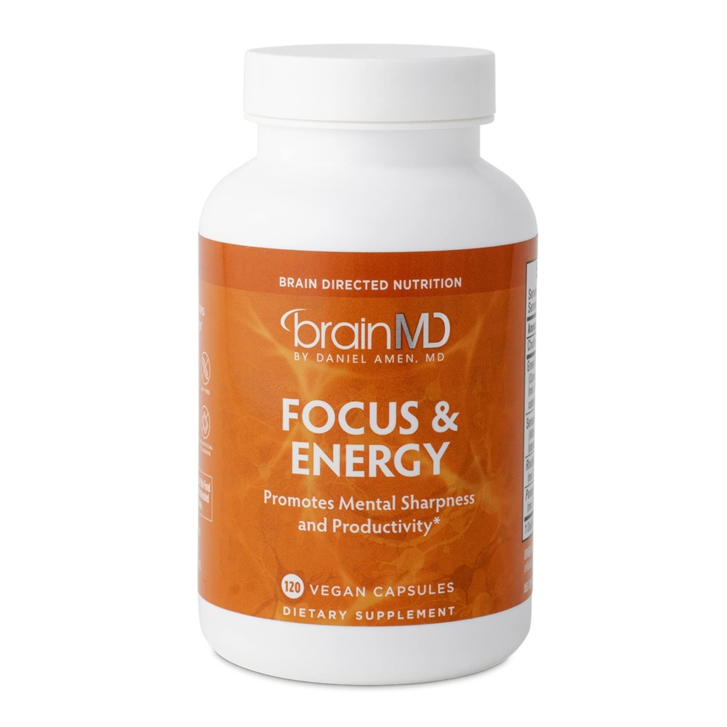 Amen BrainMD Focus & Energy - 120 캡슐 - 정신 내구력 승압기, 집중 및 관심 촉진 - 카페인 무료, 글루텐 무료 - 30 서빙