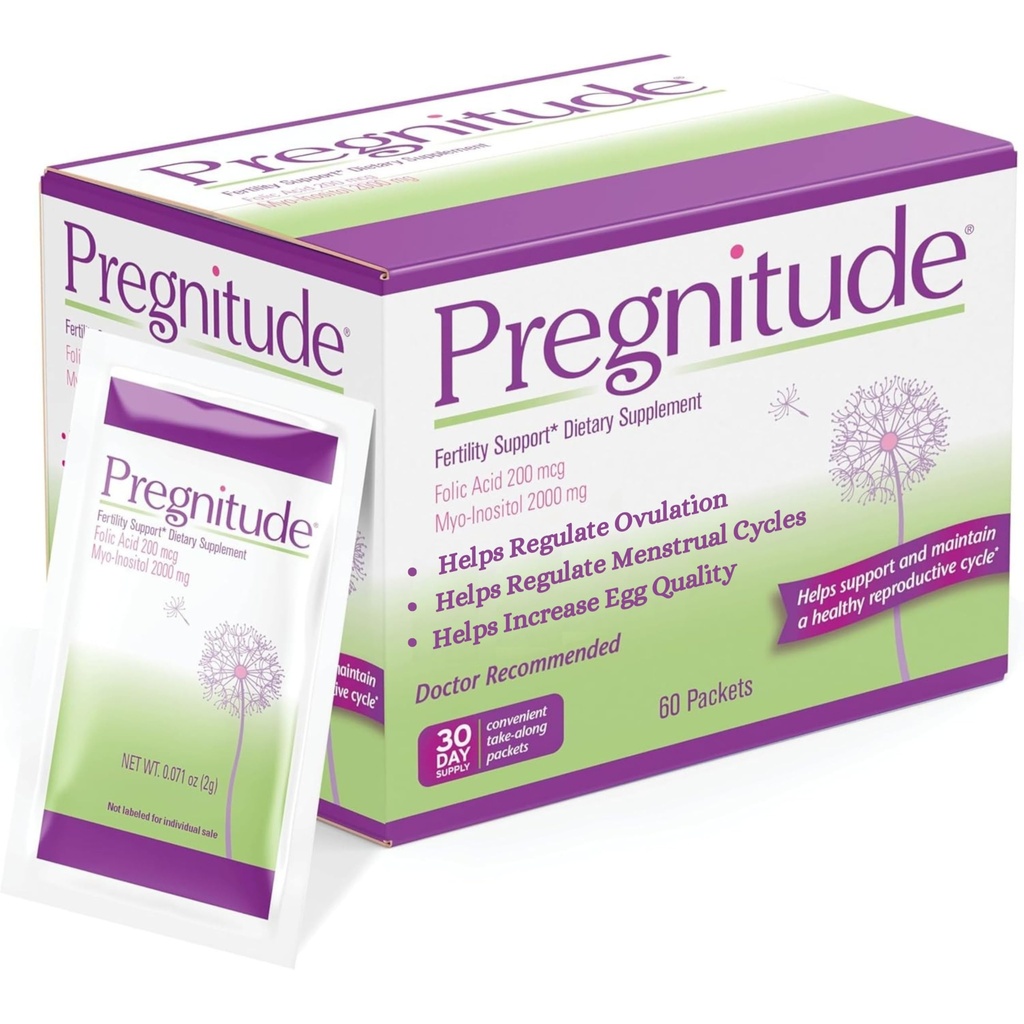 Pregnitude Reproductive Fertility Support - 일반 Ovulation을 홍보하는 도움말 - 생리주기 및 계란의 품질 증가 - 30 Day Supply 60 Packets