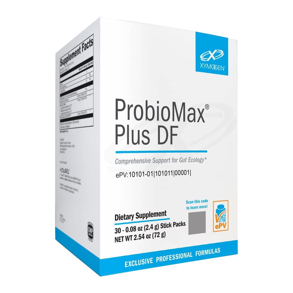 XYMOGEN ProbioMax Plus 40B - Probiotic 파우더 보충 - 소화 건강을위한 Dairy Free Probiotics - Saccharomyces boulardii, Lactobacillus acidophilus - 이전 ProbioMax Plus DF (30 스틱 팩)