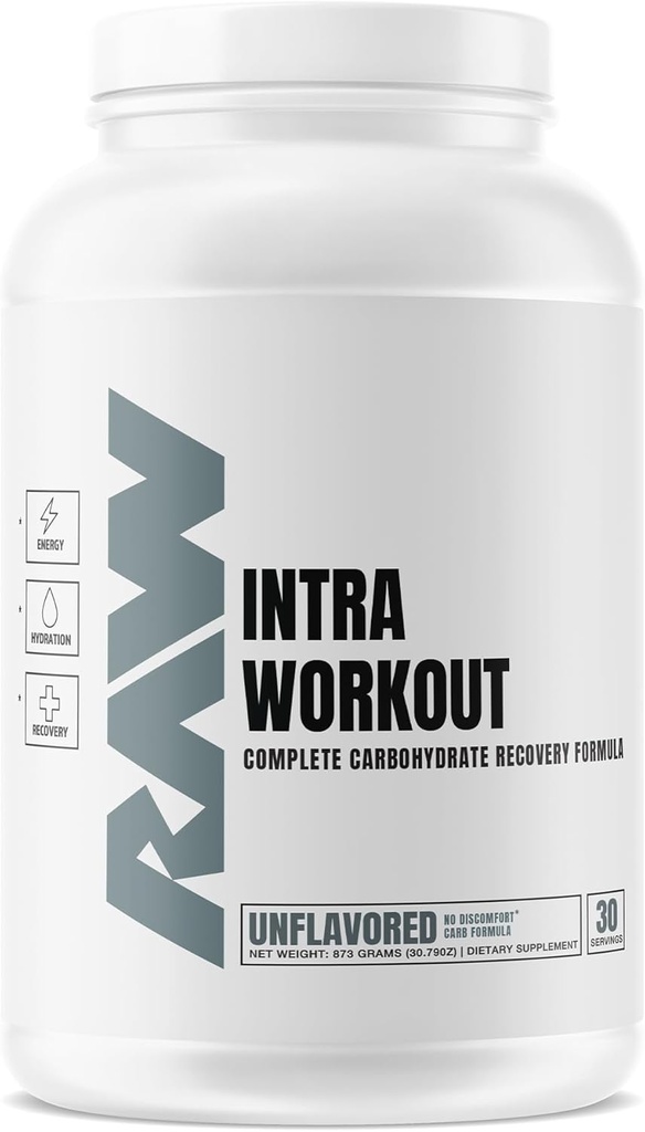 RAW Intra 운동 보충교재 분말, Unflavored - Hydration, 정신 초점, 에너지, & 운동 회복을 위한 Intra 보충교재 - 성과 & 내구시간을 증가하는 Intra 운동 분말 - 30의 서빙