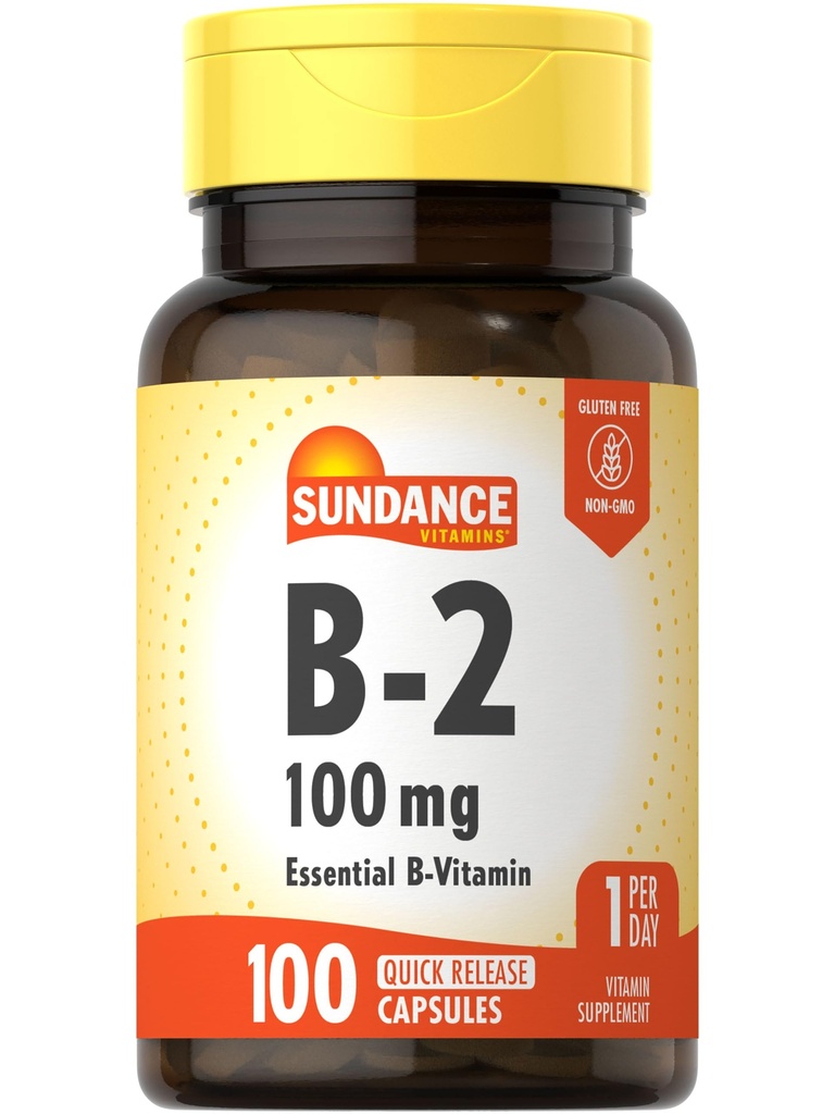 선댄스 비타민 B-2 | 100mg | 100 캡슐 | 필수 비타민 보충 | 비 GMO 및 글루텐 프리 포뮬러
