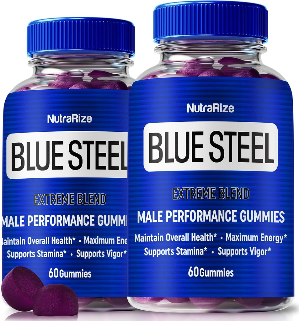 (2 팩) 남자를 위한 파란 강철 Gummies, 부스트 Confidence 및 전반적인 건강에 매일 영양, 최고봉 성과를 지원하는 모든 자연적인 보충교재, 공식적인 남성 거미, BlueSteel 검토 (120의 Gummies)