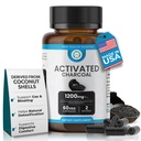 활성화된 목탄 캡슐 1200 MG, 60 Veg 모자, 30 일 프리미엄 해독 & 소화 지원, 가스 & 부유물, 유기 야자열매 포탄 목탄, Gut 건강, 미국 만드는.