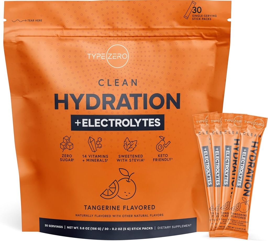 Type Zero Clean Hydration + Electrolytes 음료 믹스 (30 Single-Serving Packets)