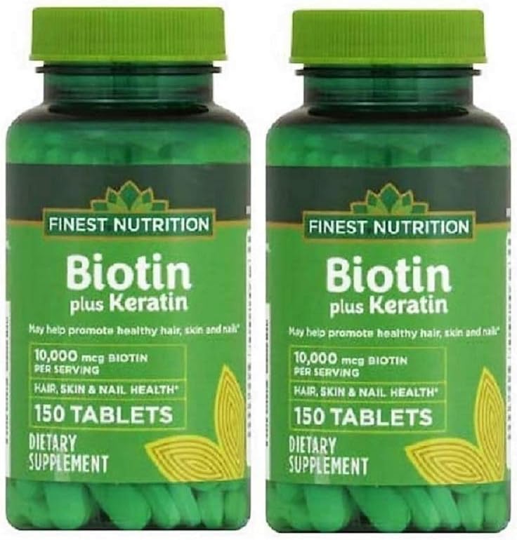 가장 정밀한 영양 Biotin Plus Keratin - 10,000 mcg - 300 카운트 - 2 팩