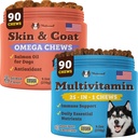 자연적인 개 회사 Multivitamin 보충교재 Chews + 피부 & 외투 개를 위한 보충교재 Chews - 건강한 피부를 위한 포괄적인 영양 배려, 빛나는 외투, 합동 지원 및 면역 체계 부스트