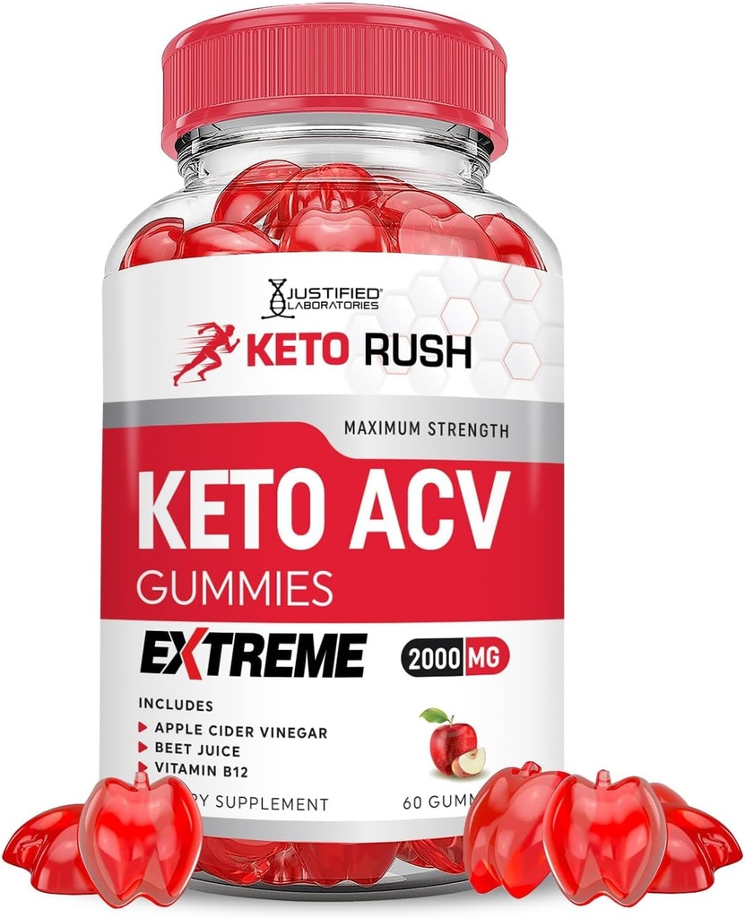 Justified Laboratories Keto Rush Keto ACV Gummies Extreme 2000MG Keto Rush Keto Gummies Apple Cider Vinegar Pomegranate Beet Juice Powder B12 Vegan Non GMO 60 거미와 공식화