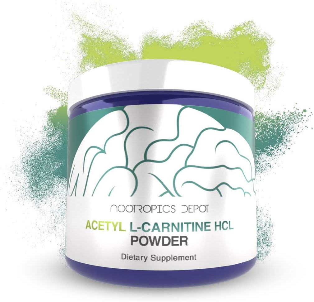 Nootropics Depot Acetyl L 카르니틴 분말 | HCL 양식 | 125 그램 | ALCAR | 아미노산 보충교재 | 에너지 보충교재 | 지원 Mitochondrial 기능, 체중 감소 및 건강한 시효