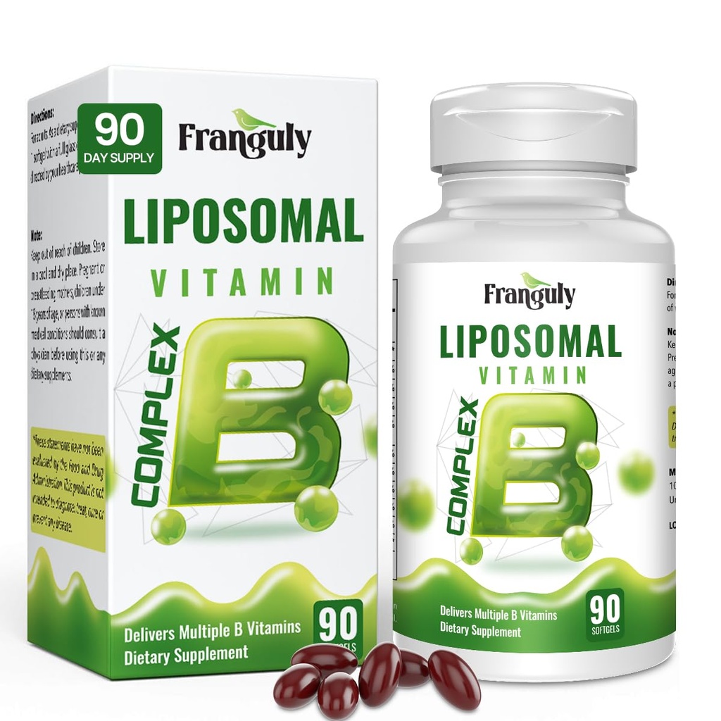 Liposomal B Complex는 Choline Inositol 비타민 B1, B2, B3, B5, B6, Biotin, Folate, 메틸을 섞는 B12- 면역성이 있는, 에너지, 뇌 심장 지원 90 Softgels를 가진 높은 흡수 B 비타민을 위해 디자인했습니다