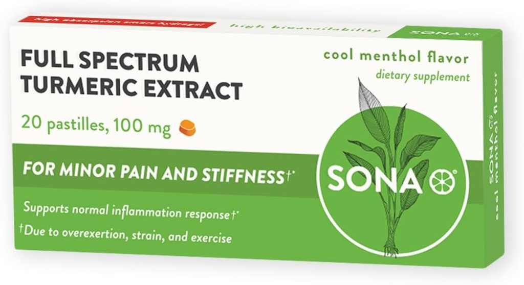 SONA Turmeric Pastilles, 입에 용해, 캡슐에 비해 curcumin의 600% 높은 흡수