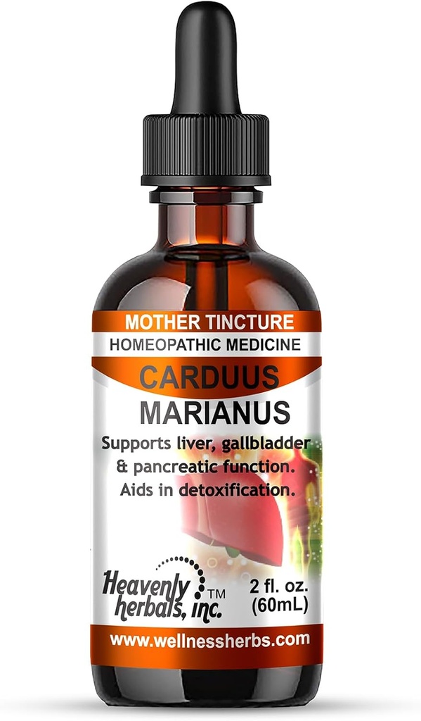Heavenly Herbals, Inc. Carduus Marianus Q - Homeopathic Tincture - Liver, Gallbladder 및 Pancreatic 기능을 지원합니다. 해독에 도움. 2.0 Fl Oz - 제조 및 미국에서 배송>