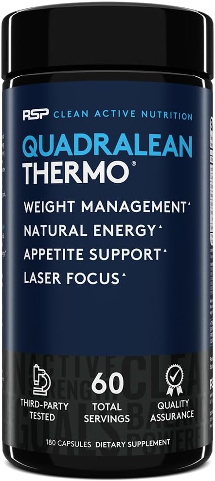 RSP 영양 QuadraLean Thermogenic 뚱뚱한 가열기 남자 & 여자, 체중 감소 보충교재, Crash 자유로운 에너지, Metabolism 승압기 & 식욕 억제제, Diet 알약, 60 봉사 (5월 Vary 포장)