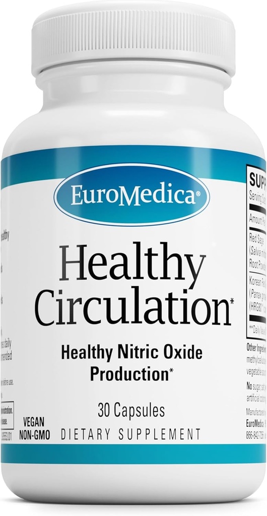 EuroMedica 건강한 순환 - 건강한 순환 지원을 위한 규정식 보충교재 - 건강한 혈액 교류 & 심장 기능 원조 - 비 GMO & Vegan 캡슐 - 30의 캡슐 (30의 서빙)