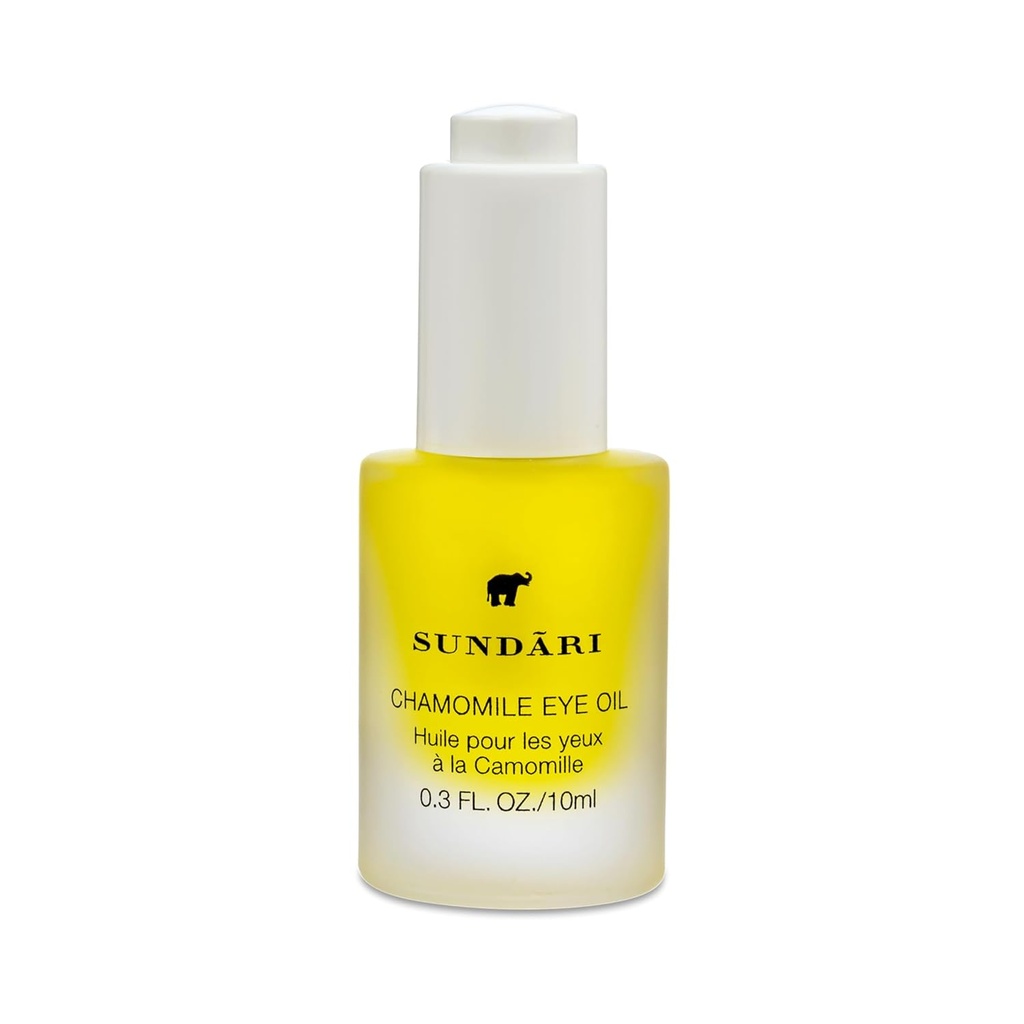 SUNDARI Chamomile Eye Oil - 천연 다크 서클 치료, 노화 방지 및 주름 감소, Brightens & Smooth Under-Eye, Nourishes & Revitalizes, 천연 성분, 편리한 Dropper 0.3 fl oz
