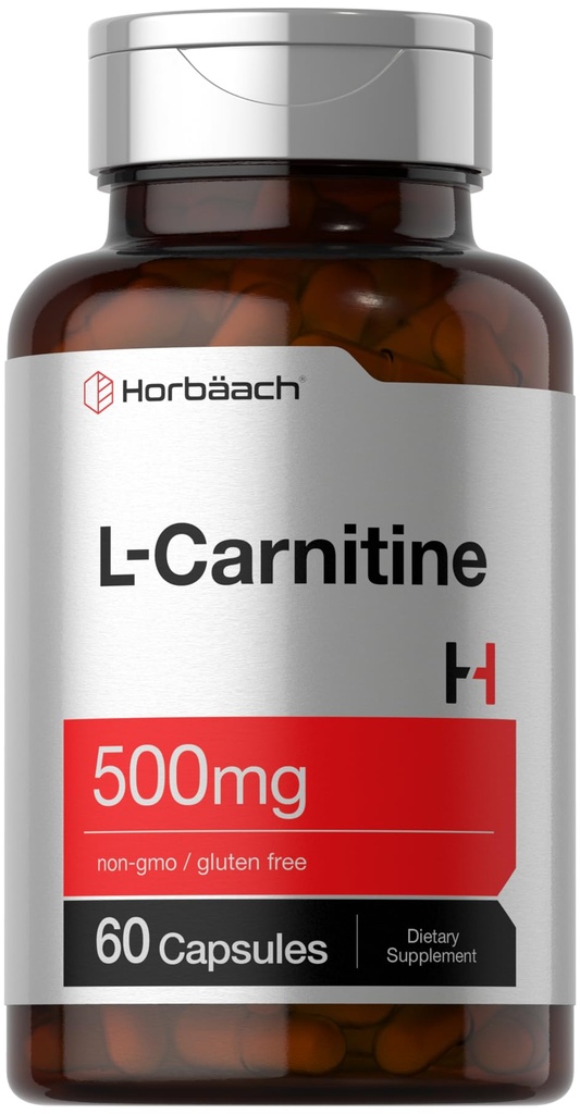 Horbäach L Carnitine 보충 500mg | 60 캡슐 | L-Carnitine L-Tartrate | 비 GMO 및 글루텐 무료