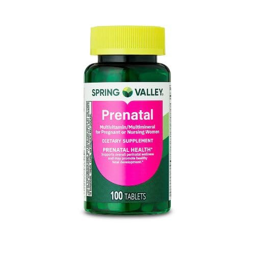 봄 밸리 Prenatal Multivitamin / 임신 및 간호 여성 규정식 보충교재 정제, 100 개 +Sticker, Dri Store.