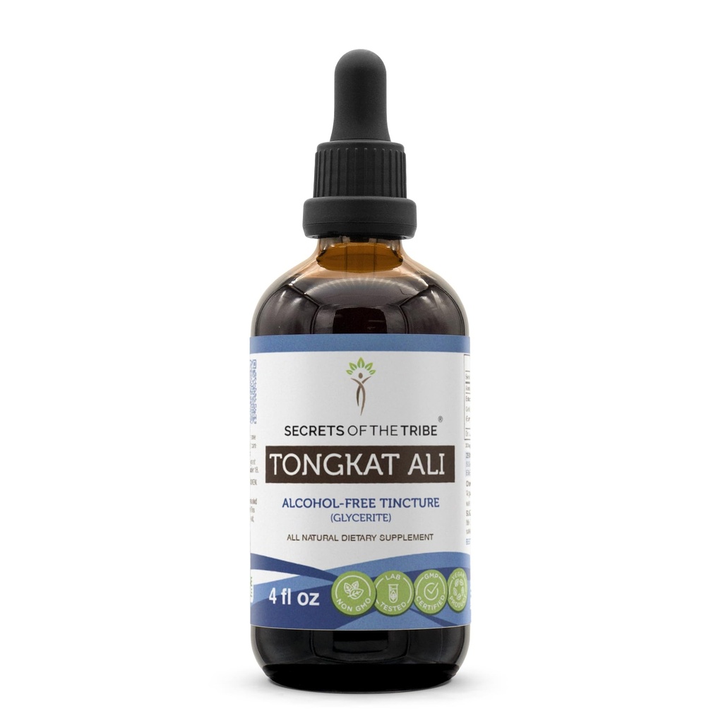 Tribe Tongkat Ali 알코올 무료 액체 추출물의 비밀, Wildcrafted Tongkat Ali (Eurycoma Longifolia) 건조 뿌리 (4 FL OZ)