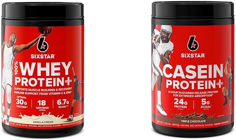 6개의 별 엘리트 시리즈 100%년 Whey Protein Plus Vanilla 크림 1.8lbs 미국 & Casein 단백질 분말 엘리트 Casein 단백질 분말 느린 소화 Micellar Casein 단백질