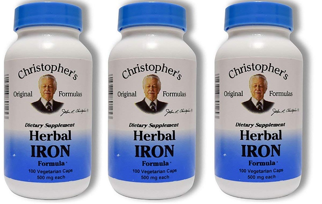 Christopher의 본래 공식 초본 철 공식, 자연적인 철 지원, 450 mg, 100 채식 캡슐