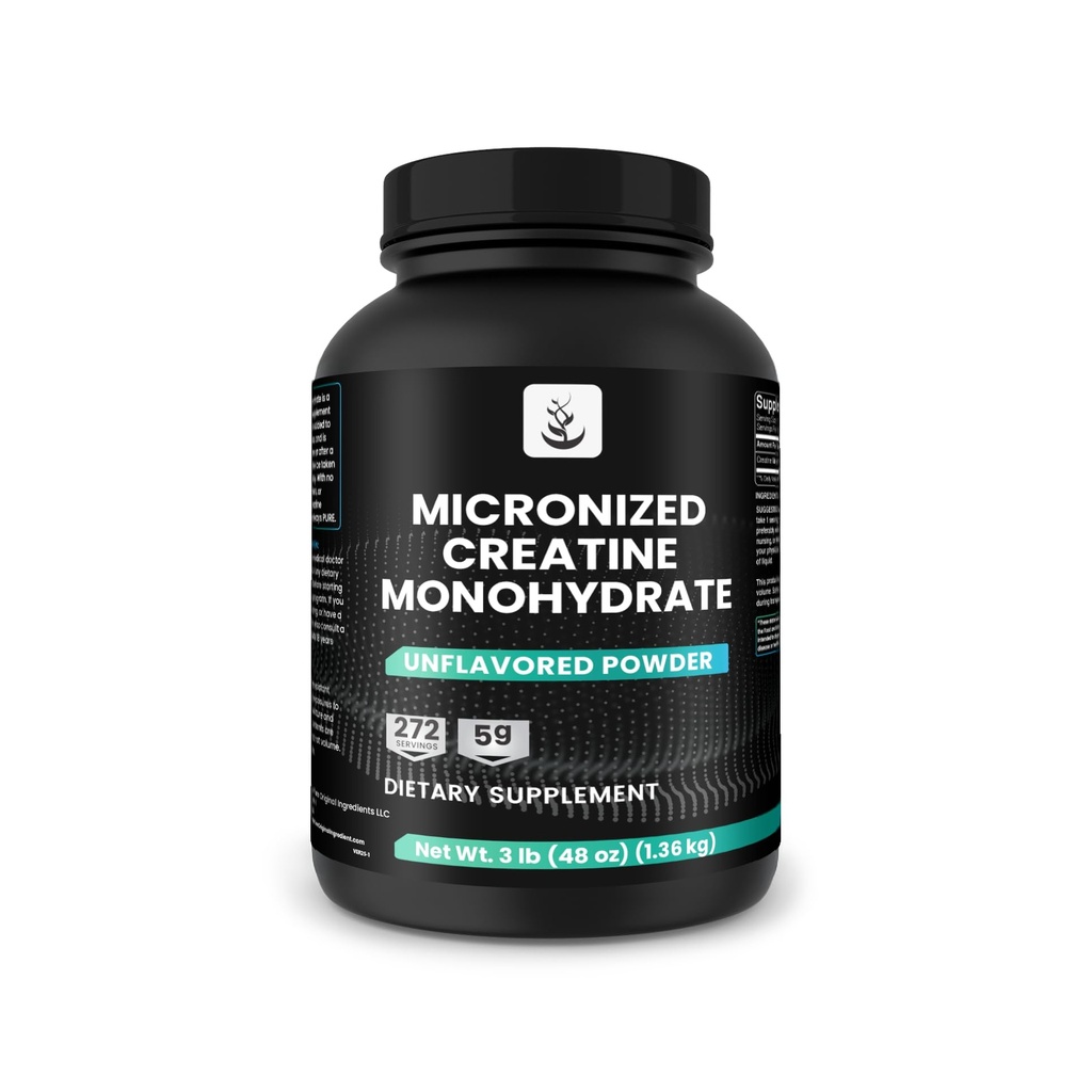 PURE ORIGINAL INGREDIENTS Micronized Creatine Monohydrate, 270 서빙, 필러 없음, 불쾌