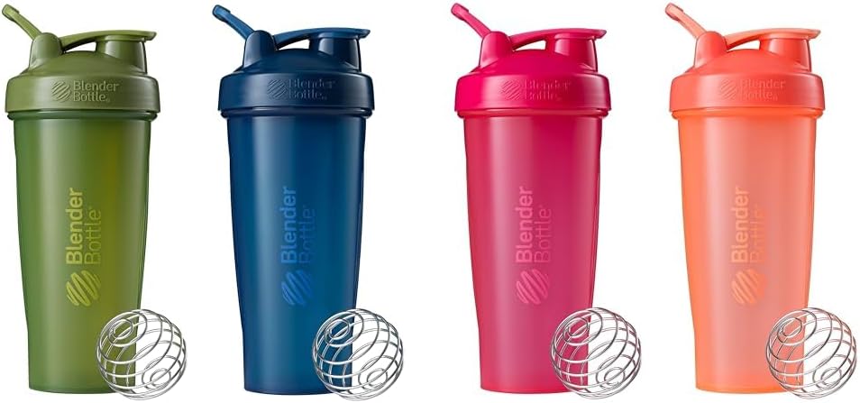 BlenderBottle 2-Pack 28-Ounce Classic Shaker Bottles for Protein Shakes and Pre Workout, Moss/Moss 및 Navy/Navy 및 모든 핑크 및 산호
