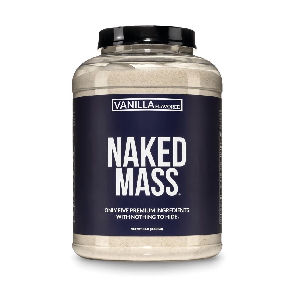 NAKED 바닐라 질량 - 모든 자연적인 바닐라 무게 게인더 단백질 분말 - 8lb 대량, GMO는, 글루텐 자유로운 & 간결 자유로운, 인공 성분 없음 - 1,260 칼로리 - 11 서빙합니다