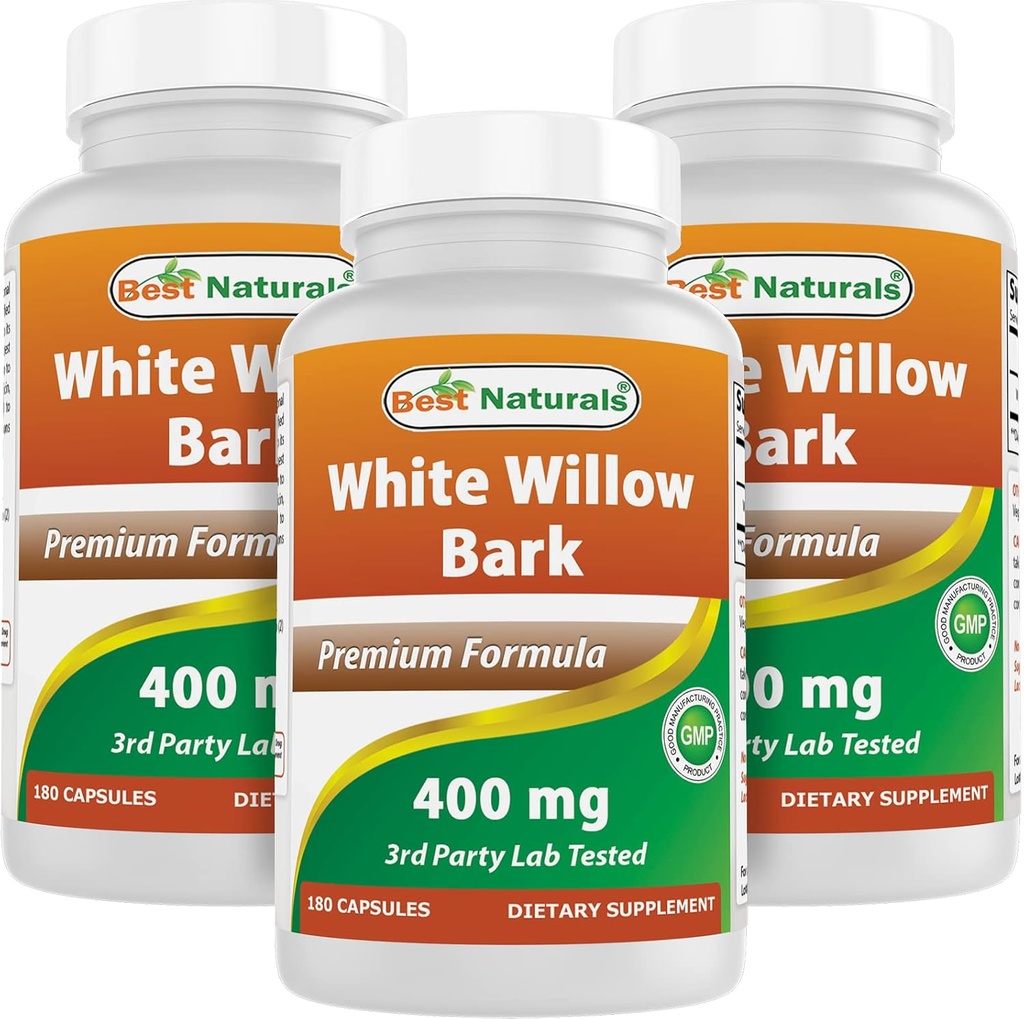 제일 자연적인 백색 Willow Bark 400 mg 180 캡슐 (180의 조사 3)의 포장)